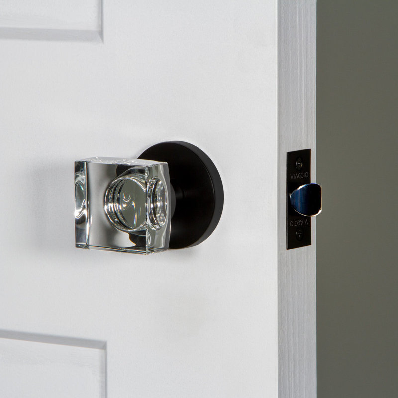 Poignée de porte circulaire avec rosette Circolo, Noir satiné, 2.375"