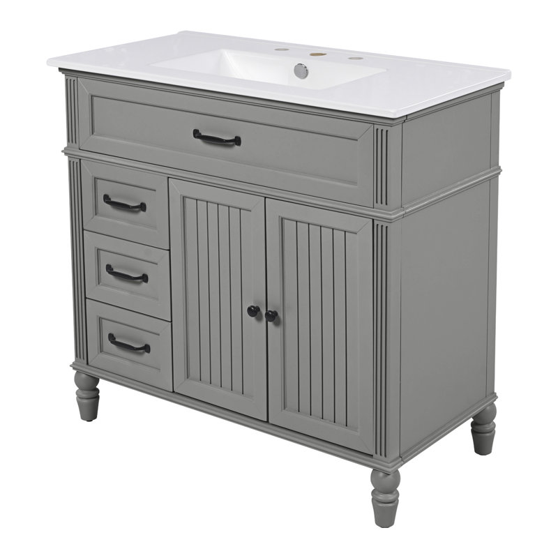 Meuble-lavabo 36 po avec lavabo, Gris