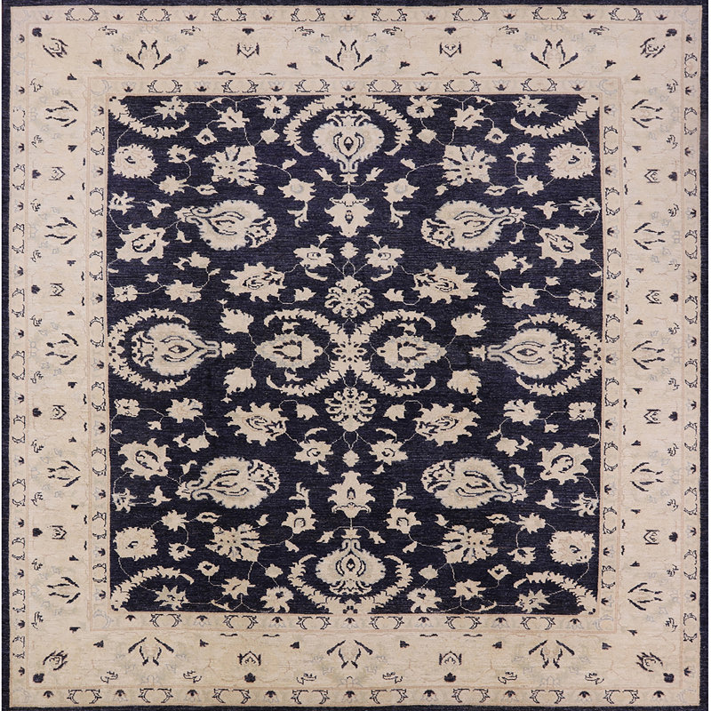 Tapis oriental brun / bleu Kearsarge, Carré 3 pi