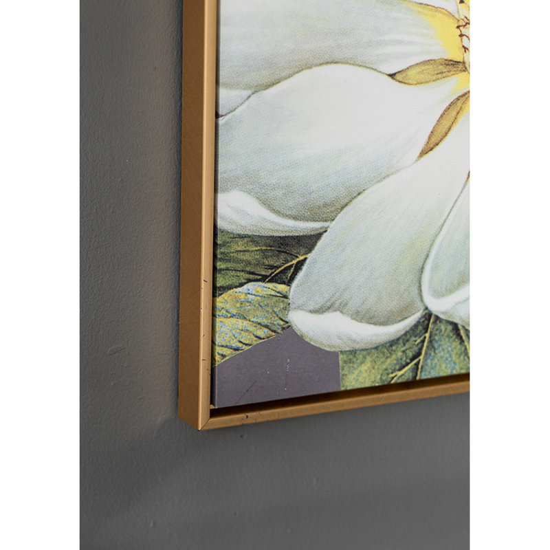 De 4 art mural botanique blanc et or, 20 x 20, décoration intérieure, microfibre de qualité, couloir, salon, chambre à coucher