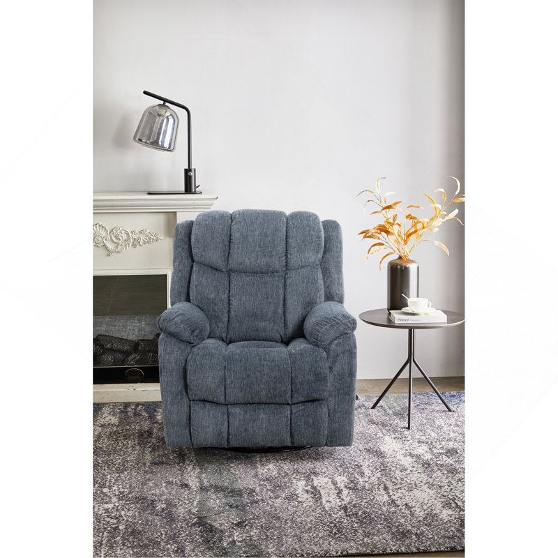 Calgary Upholstered Swivel Recliner, Mink, A Luxurious And Comfortable Seating Option For Your Home, Slate