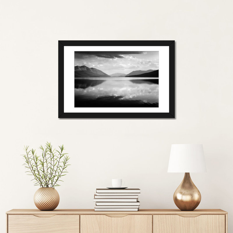 «Evening, Mcdonald Lake, Glacier National Park» par Ansel Adams, reproduction de photo sur toile tendue, Blanc
