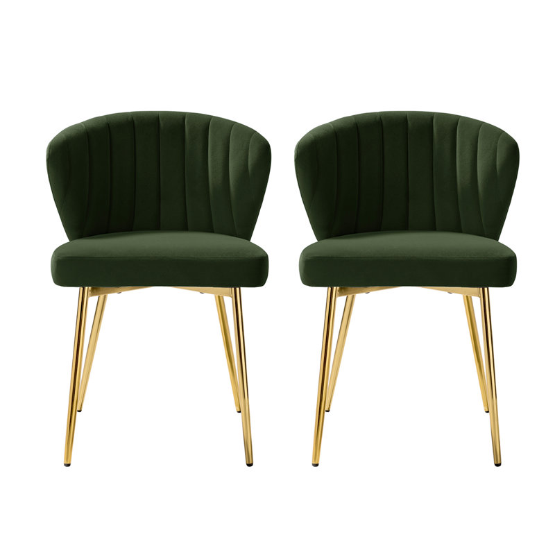 Euclid Modern Tufted Velvet Wingback Dining Chair, Forest