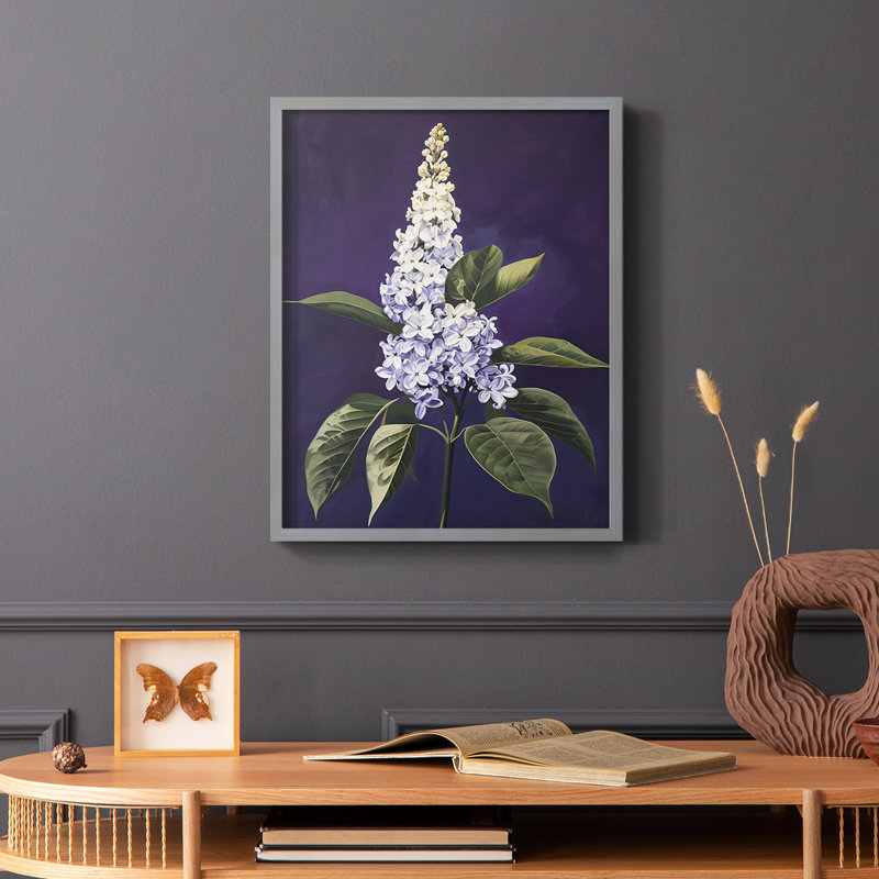 Série FLORAL CCxxix - reproduction encadrée de qualité supérieure - prête à être accrochée - aucun clou requis, Gris