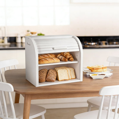 Grande boîte à pain en bambou avec 2 niveaux amovibles, couvercle coulissant pour le rangement des aliments dans la cuisine, garde-pain de grande capacité pour la fraîcheur et l'organisation