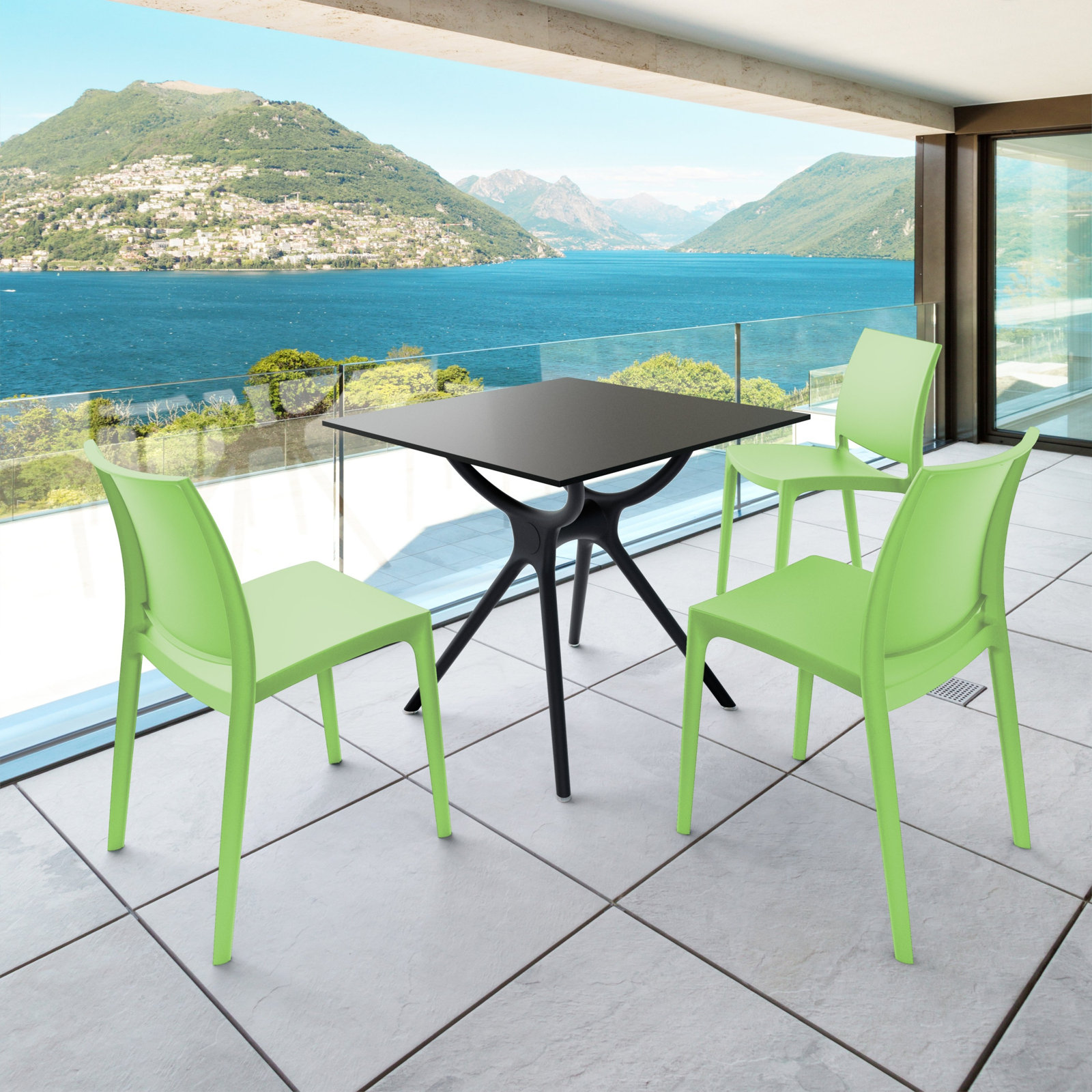 Burt Stackable Patio Side Chair, Tropical Green