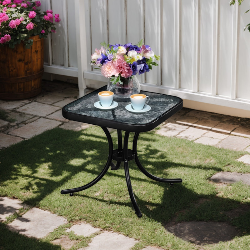 18In Square Outdoor Side Table,Black, Black