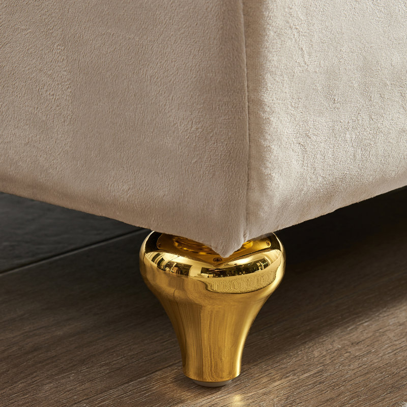 Chaise longue rembourrée Gaurik, Velours beige