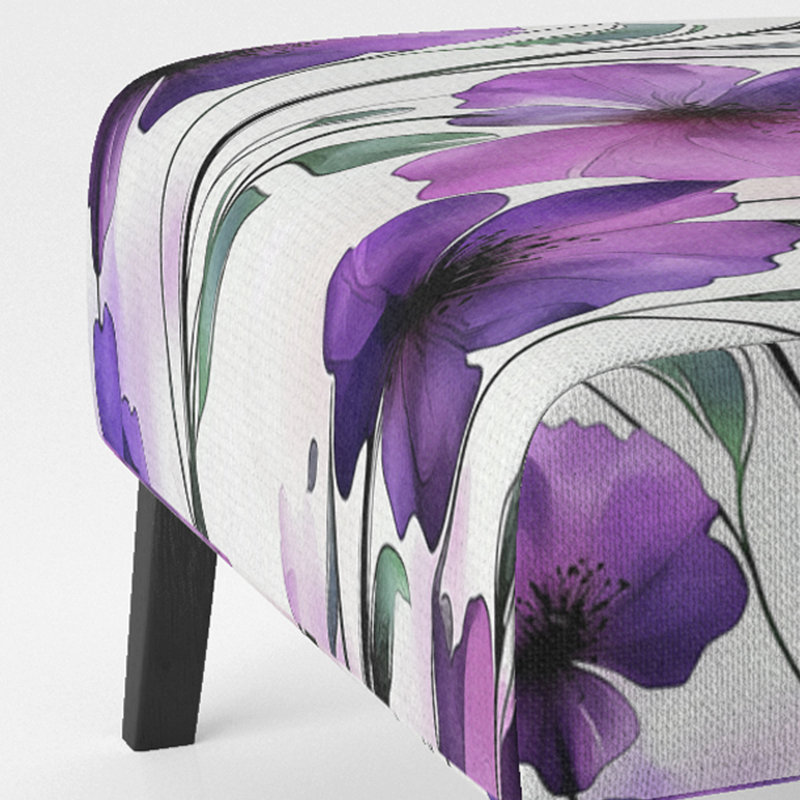Abstract Flowers - Traditional Upholstered Slipper Chair, Purple/Green