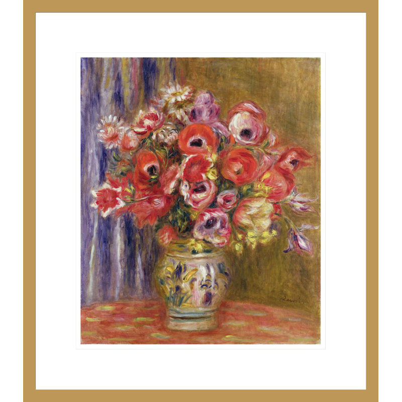 «Vase of Tulips and Anemones» par Pierre-Auguste Renoir, impression giclée encadrée, H 20,09 po x l 17,75 po