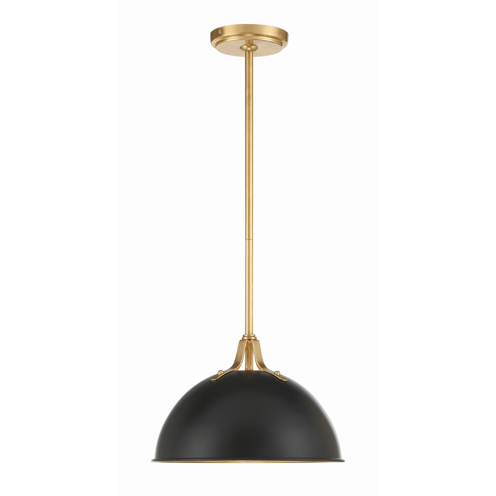 Carlacia Single Light Dimmable Pendant, Matte Black/Antique Gold