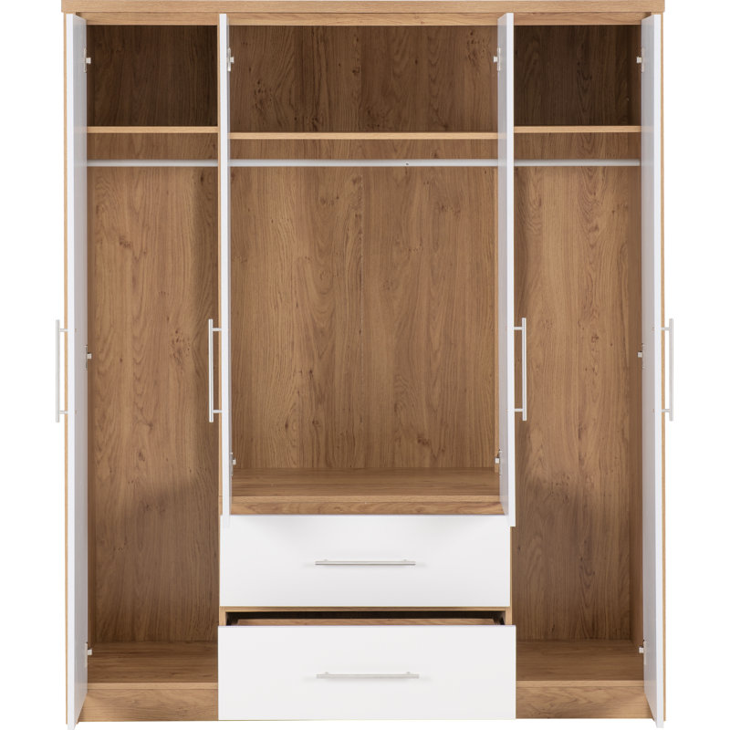 Louisa 4 Door Wardrobe, White Gloss
