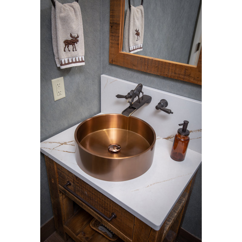 Eden Bath 15.75'' Stainless Steel Circular Bathroom Sink, Rose Gold