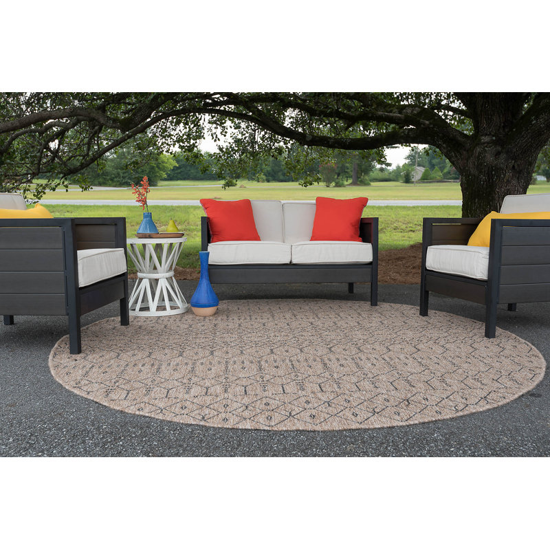 Tapis épices (beige / noir) Bourke, Rond 7 pi 10 po