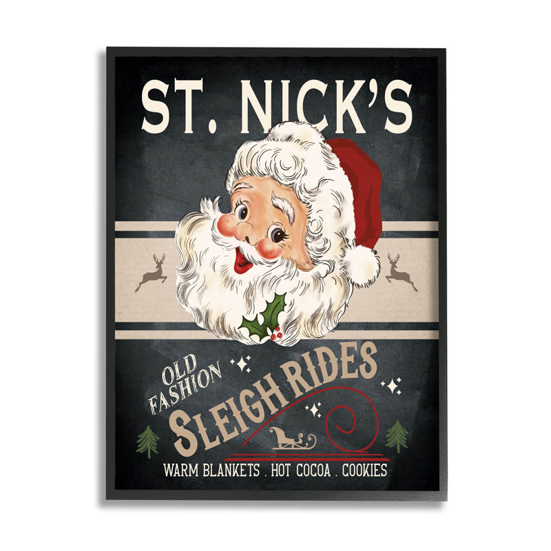 St. Nick's Sleigh Rides at-192, Giclée encadrée noir minuit, H 14 po x l 11 po x P 1,5 po