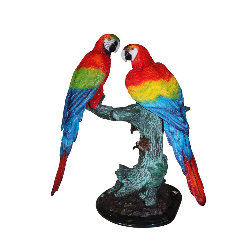 Jennings Two Parrots on a tree - Bronze Statue -  Size: 20"L x 12"W x 23"H. 