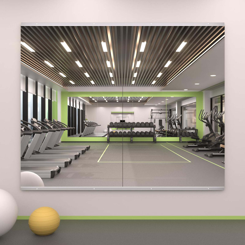 Ensemble de 2 miroirs de salle de sport modernes à fixation murale, encadrés, Horizontale, 48 po x 24 po, 2