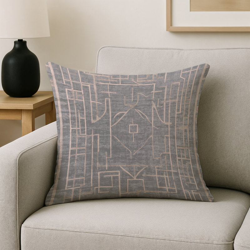 Coussin décoratif intérieur et extérieur Modern, Gris abstrait 96, Carré 18 po