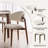 Mid-Century Modern Beige Dining Chairs, Brown Solid Oak Wood Kitchen Chairs for Dining Room, Off White Cotton Linen, No Assembly Required-1257909174