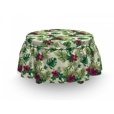 Housse pour repose-pieds et feuillage exotique hibiscus
