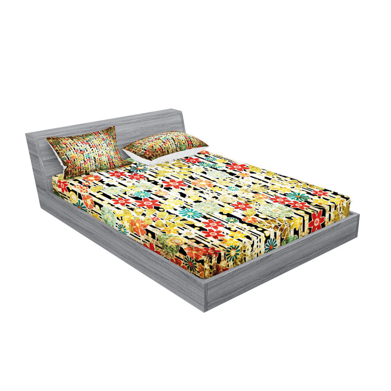 Multicolore drap-housse et coussin décoratif Ambesonne, Ensemble de draps pour taille de lit très grand +