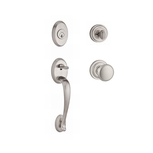 Columbus Handleset with Single Cylinder Deadbolt and Door Knob and Rosette, Satin Nickel, Keyed Alike, Yes