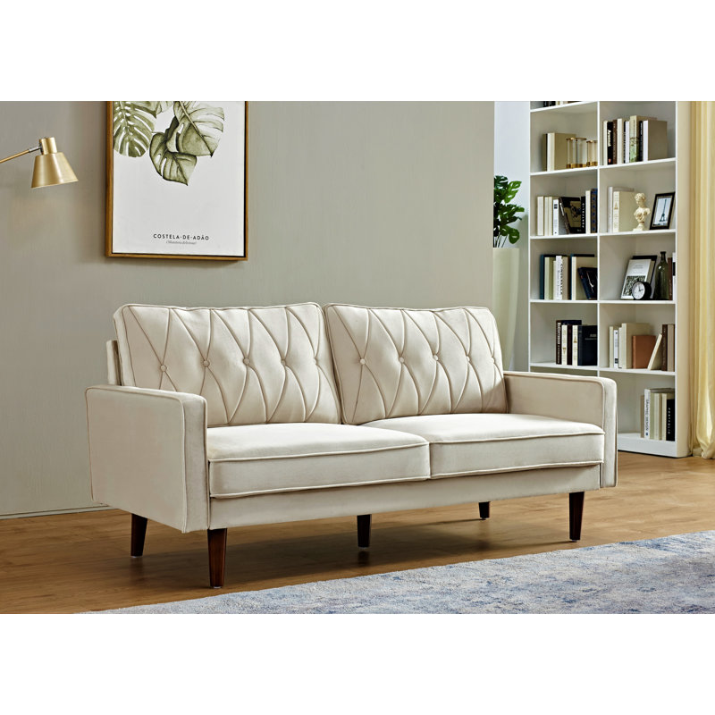 Deedra 57.5'' Velvet Loveseat, Ivory Velvet, 31.5'' H X 57.5'' W X 33.5'' D