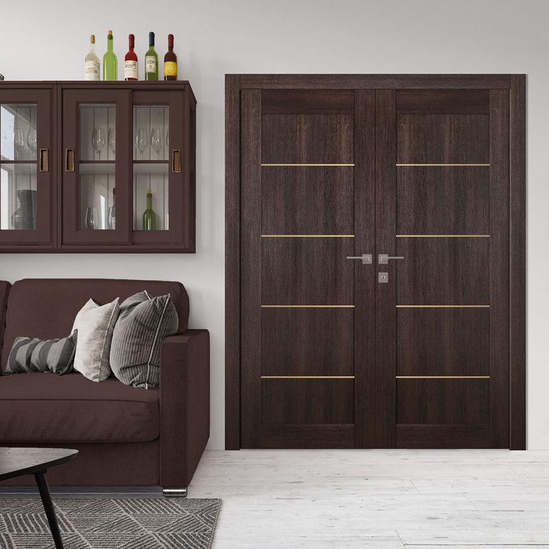 Portes françaises lambrissées Avon 07, 35,5 po x 79,38 po, Droite, Chêne