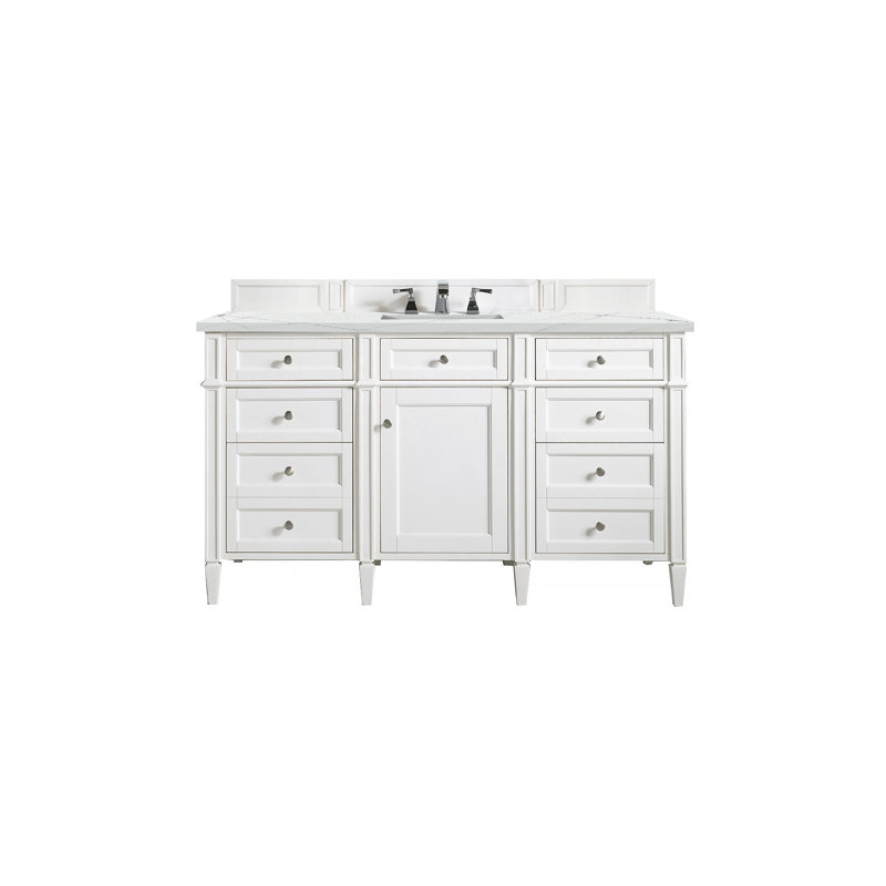 Meuble-lavabo simple 60 po Dussault, Blanc brillant, Noctis éthéré, 8 po