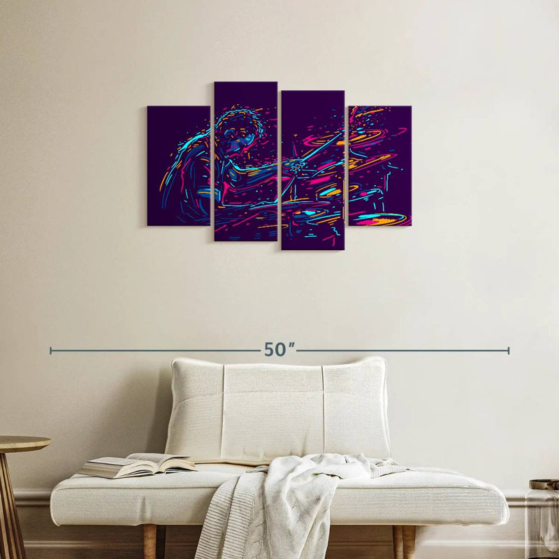 Abarca Abstract Drummer Performing, 22'' H x 36'' W