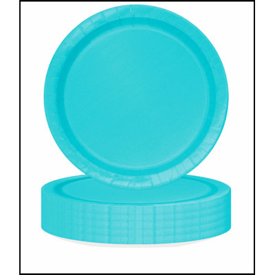 Assiettes jetables en papier, 9 pouces, bleu sarcelle, 55 unités, parfaites pour les fêtes et un usage quotidien, écologiques et durables