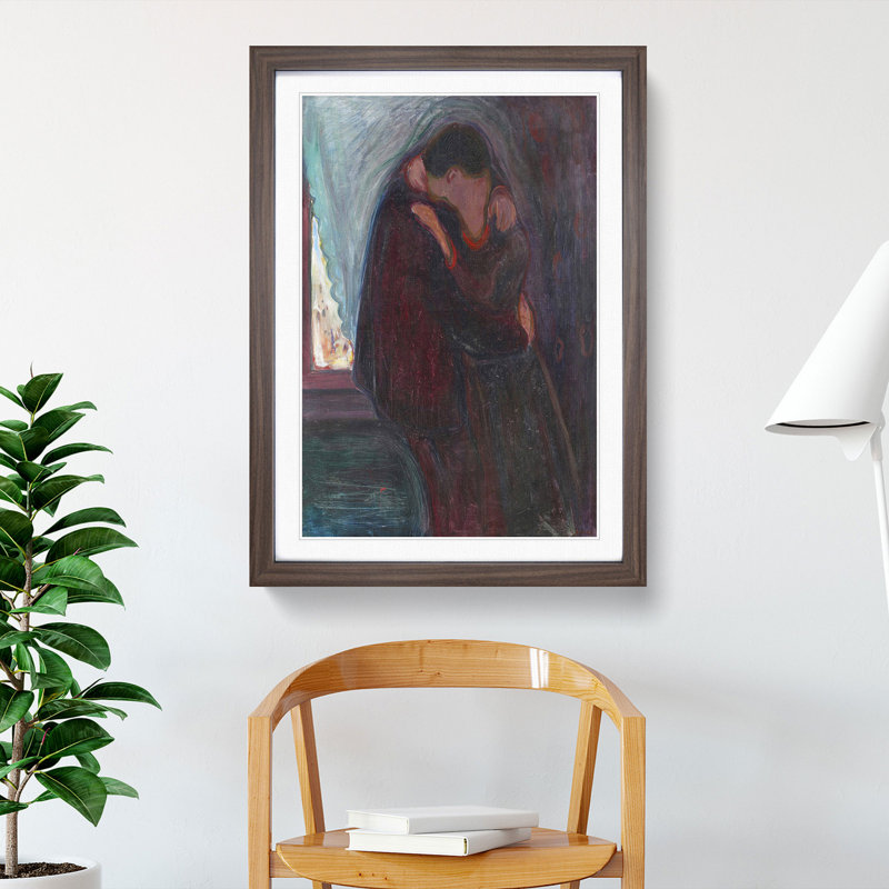 The Kiss Vol.3 by Edvard Munch - Picture Frame Painting, Walnut, 48cm H x 36cm W x 2cm D