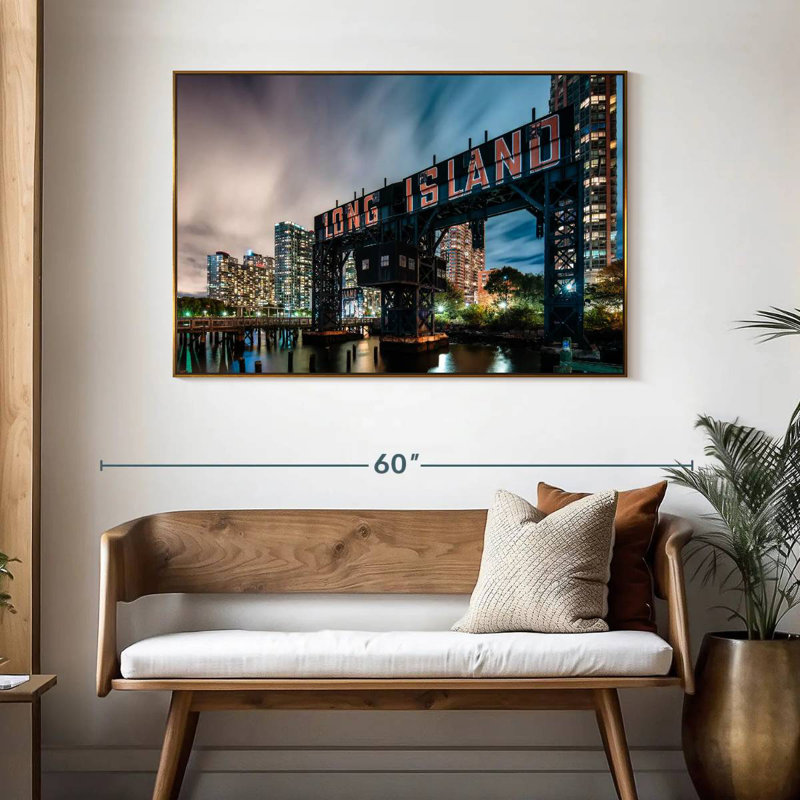 Panneau Long Island, 46 po x 31 po, Cadre flottant doré