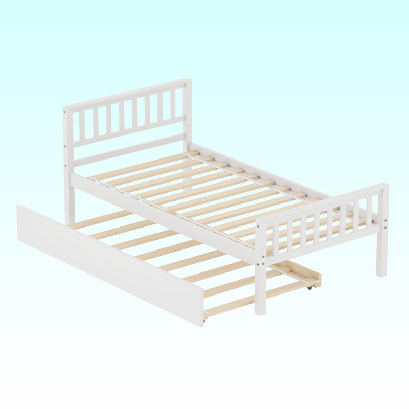 Lit plateforme simple en bois massif, Blanc