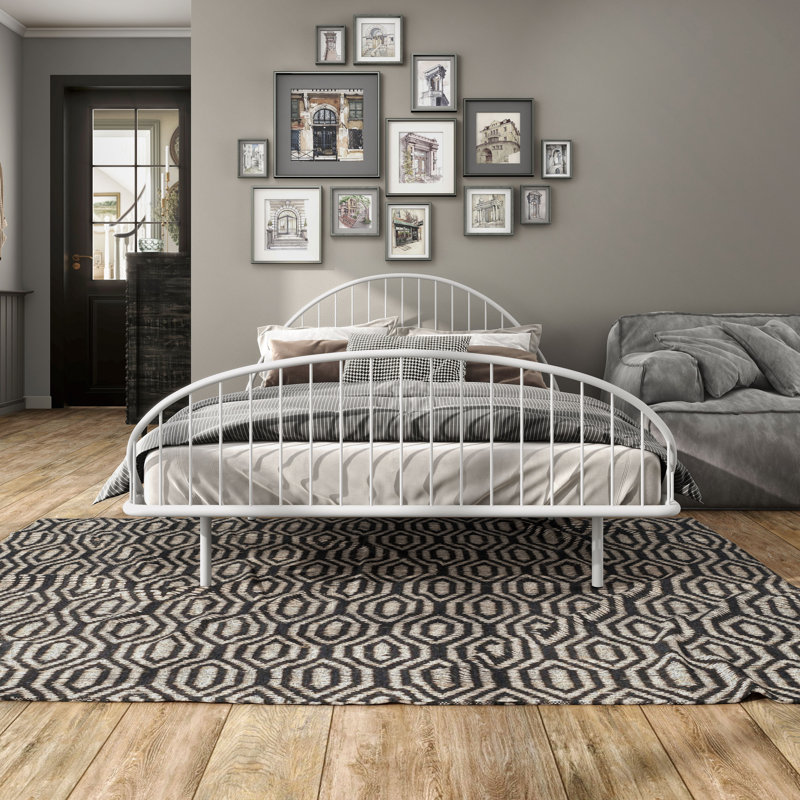 Anguilla Arched Metal Platform Bed, White, Full