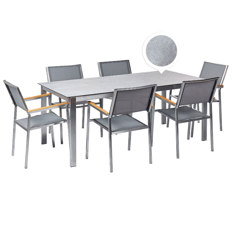 Chenea 6 - Person Patio Dining Set with Rectangular Table, Grey