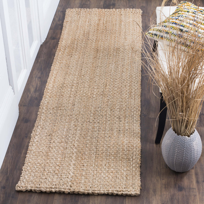Tapis à motif géométrique en jute naturel touffeté à la main Carolene de Erroll Pollux, Tapis de couloir 2 pi 3 po x 14 pi
