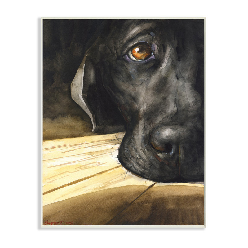 Labrador noir, reproduction d'un chien sur bois par George Dyachenko, H 15 po x l 10 po, Plaque murale