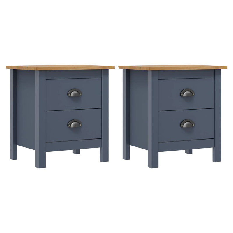 Otho 46cm W Solid Wood Bedside Table, Wood, Dark Blue