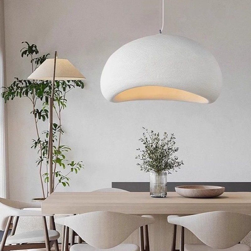 Suspension Amik en résine Wabi Sabi, L 11,8 po x P 11,8 po, Blanc