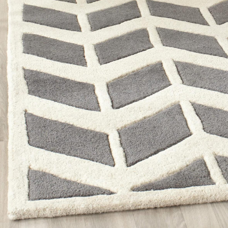 Diren Hand Tufted Wool Chevron Rug, Rectangle 6' x 9'