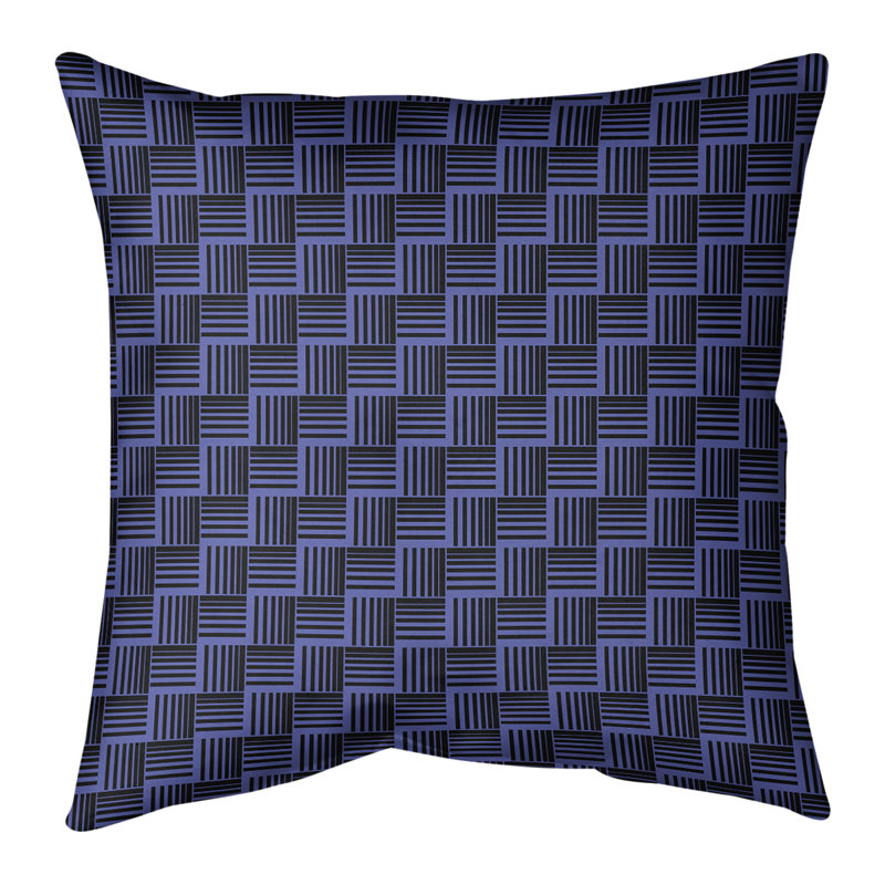 Rayures tressées Coussin décoratif, H 20 po x l 20 po, Duvet synthétique, Bleu