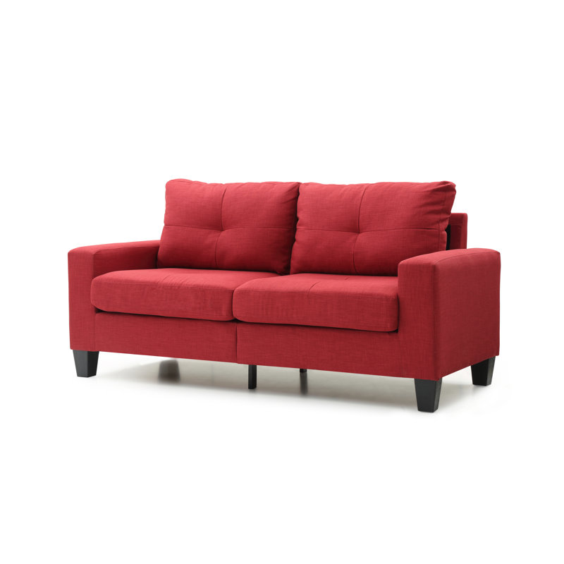 Vegas Square Arm Sofa, Red Faux Leather