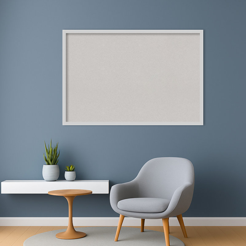 Panneau de tableau incliné avec cadre en bois argenté, tableau d'affichage en liège gris, tableau d'organisation, tableau d'affichage