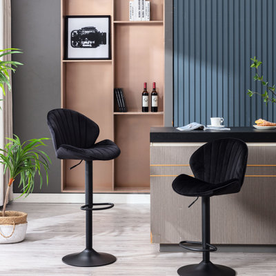 2 chaises de bar réglables avec repose-pieds et comptoir, hauteur de comptoir noir pour 2 tabourets de cuisine, dossier