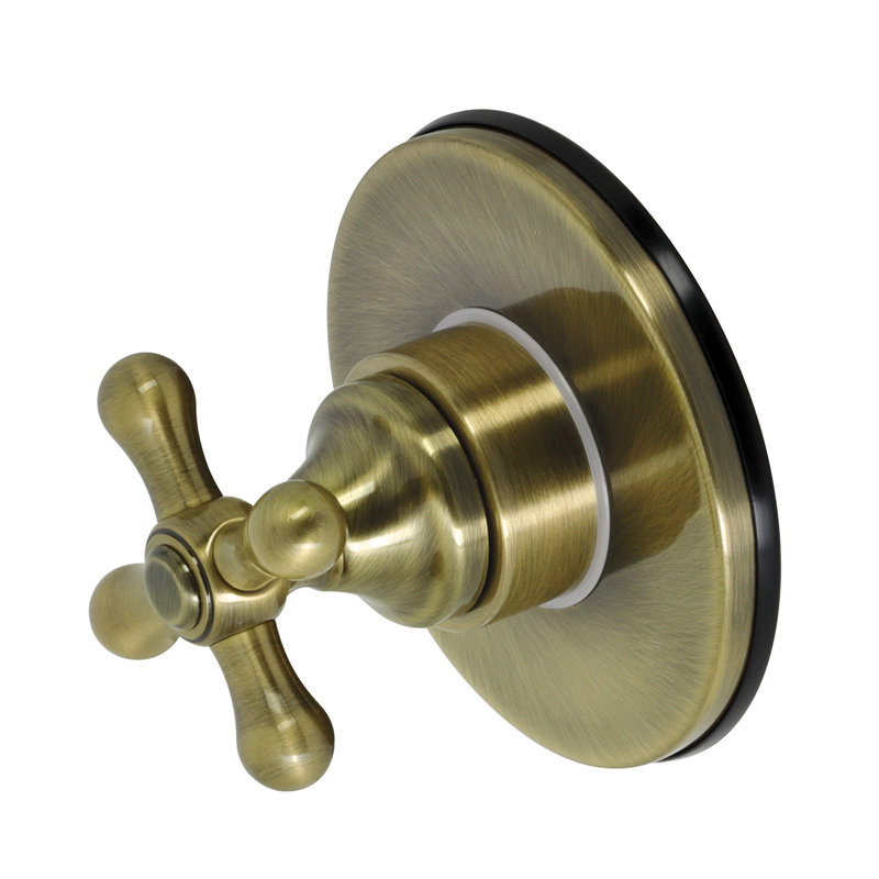 Kingston Brass Single-Handle Wall Mount Three-Way Diverter Valve with Trim Kit, Antique Brass