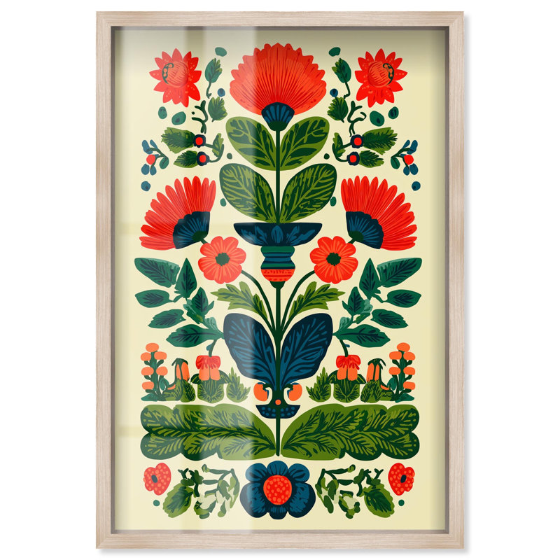 Décoration murale miroir à fleurs en miroir par Art Remedy, cadre blond, 31 x 46, H 46 po x l 31 po, Cadre blond