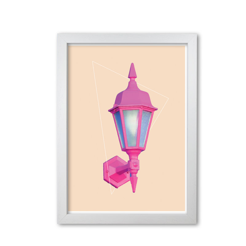 Geo Lamp - Print, 60 cm H x 42 cm W x 5 cm D, White Grain Frame