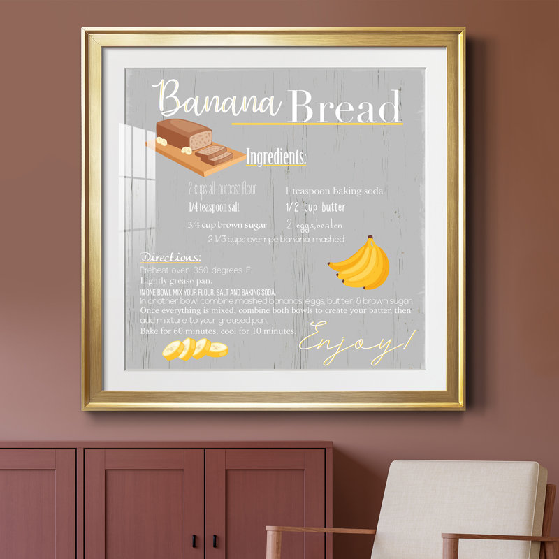 Banana Bread - Photo encadrée, art textuel, H 26,5 po x l 26,5 po x P 1,5 po, Encadrement doré