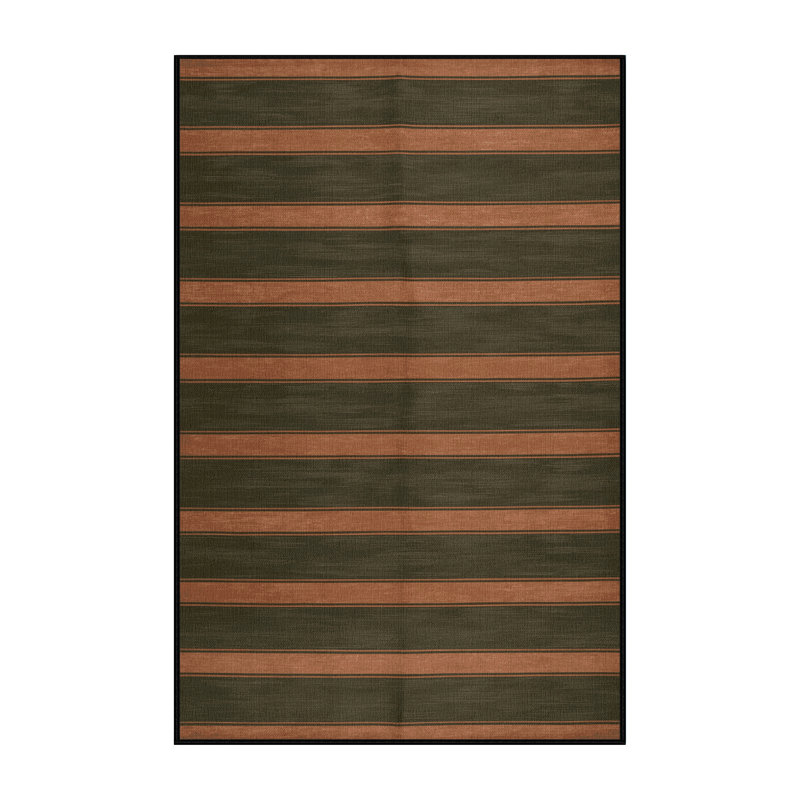 Tapis brun à rayures horizontales lavable à la machine, Tapis de couloir 2 pi x 4 pi